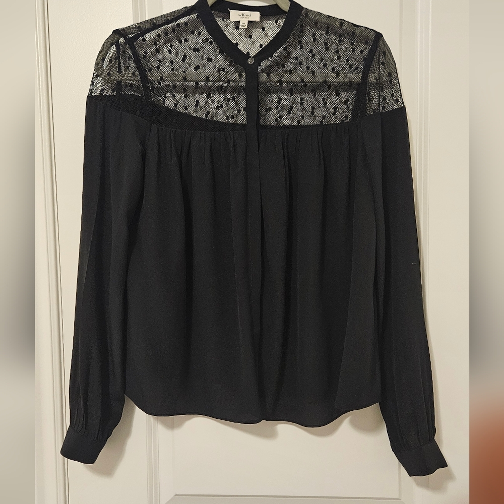 Wildred Black Lace Silk Blause XXS